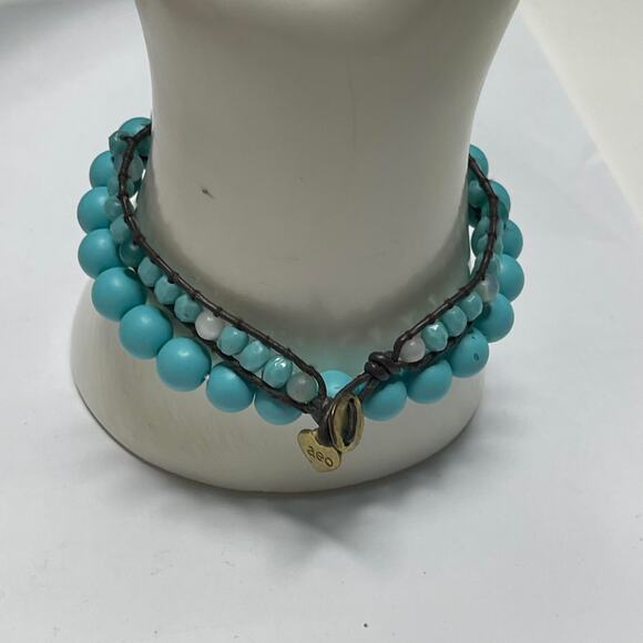 American Eagle bracelet AE with a second bracelet turquoise blue beads boho - Picture 8 of 9